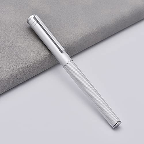 Stylo-plume Hongdian H1 en aluminium argenté avec plume fine et convertisseur inclus