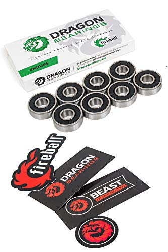 Fireball Dragon Roller Skate Bearings 16 Pack - High Performance Skate Rated Rollerblade Bearings -