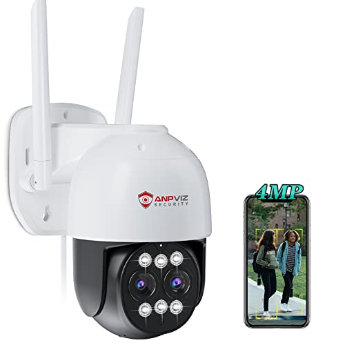 Anpviz 2K Überwachungskamera Aussen WLAN, 4MP PTZ IP Kamera Outdoor, 5X Hybrid Zoom Dual Objektiv Kamera mit Automatische Verfolgung, 25m Farbiger Nachtsicht, 2-Wege Audio, 2,4GHz, 3M Netzteil Kabel Cover