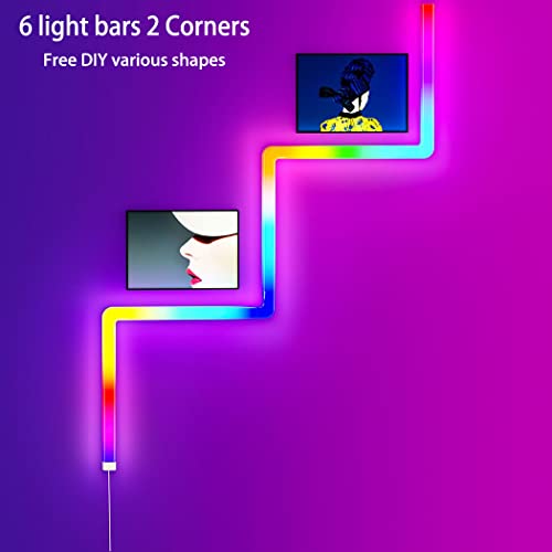 Srtcllt Glide Rgbic Led Wall Light,Magnetic Music Sync Tv Wall Light Bar Smart App And Remote Control,Home Decor Led Wall Lights For Gaming Bedroom Steaming 6Pcs&2 Corner #TOP1
