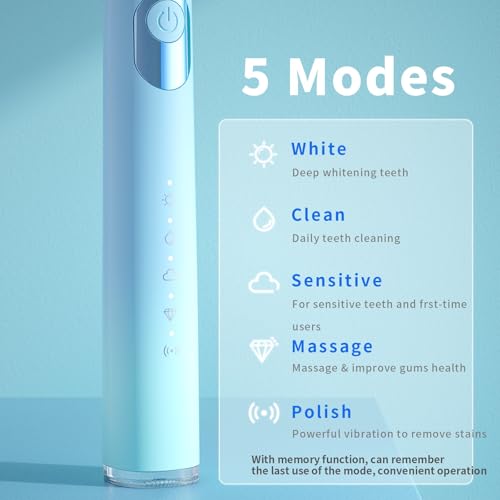 Image of Seago Electric Toothbrush, Rechargeable Electric Toothbrush with 2 Brush Heads, 40,000 VPM, 5 Cleaning Modes with Teeth Whitening, 30 Day Battery Life - Ideal for Adults and Children, SG-2303
