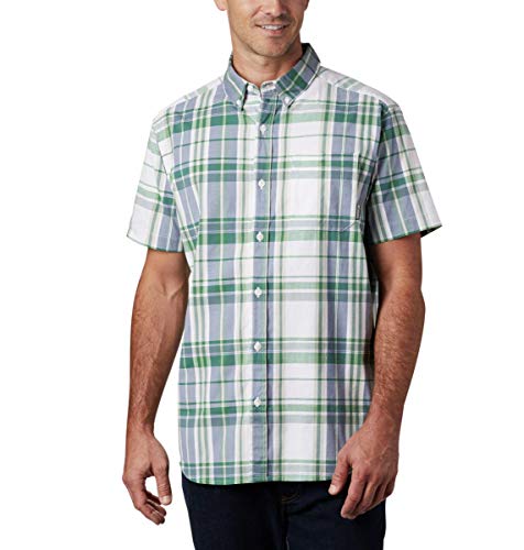Image of Columbia Men's Rapid Rivers Ii Short Sleeve Shirt Button, True Green Large Plaid, S