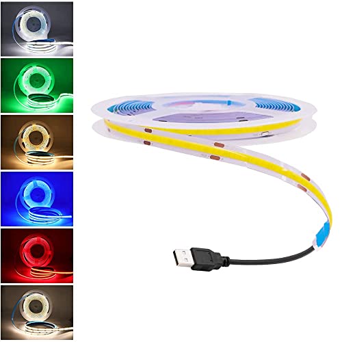 Tira LED USB 5V Verde 1.5 m 320 LEDs COB Flexible miniatura 2