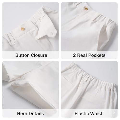 Image of LOLANTA Boys Linen Suit 4 Piece Summer Gentleman Outfit Kids Shorts Set