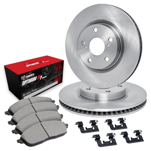 Image of R1 Concepts Front Brake Kit Fits 2016-2022 Toyota Prius; 2020-2022 Toyota Corolla| Optimum Oep Pads, Blank Rotors| Hardware| 10.0 inch Front