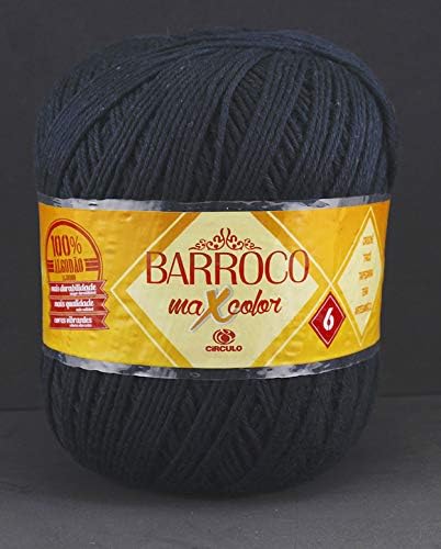 Barroco 100% Cotton Threads in 12 Colors in 494.3 Yards. Perfect fit for 4-5 mm Needles and 5.5-7 mm Crochet Hooks. Great use for Sewing, Arts and Crafts Projects (Black)