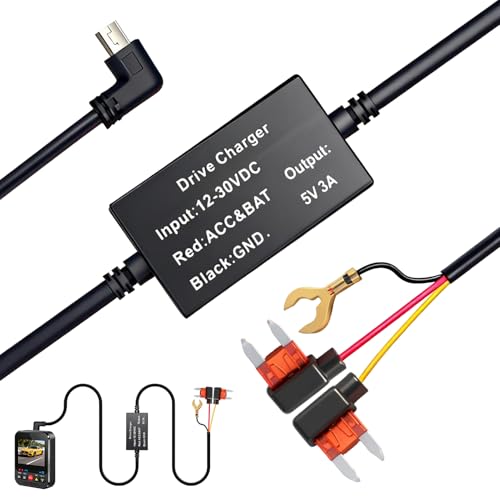 Kit HK4 Acc HardWire per Dashcam A329/T130/A119 Mini 2/WM1/A229/A139 - Alimente la fotocamera in modalità parcheggio, protezione bassa tensione e fusibile richiesto