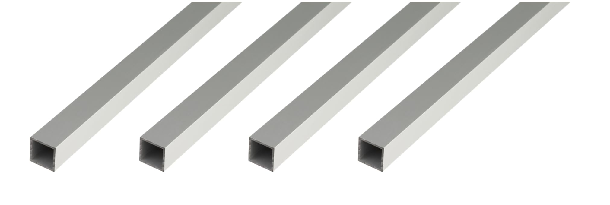 Alberts 4er Set Vierkantrohr | Aluminium, natur | 1000 x 30 x 30 mm
