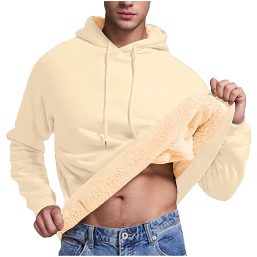 Mens Sherpa Fleece Lined Hoodies Winter Warm Long Sleeve Pullover Tops Hooded Casual Basic Shirts with Pockets