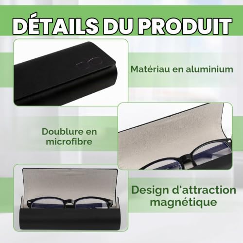 PaYuanRaoTi 2PCS Etui Lunettes, Etui Lunettes Rigide A Rigide En Metal Pour Protection Quotidienne Boite A Elegante Et Durable Pour Transport Rangement Et Protection – vue 3