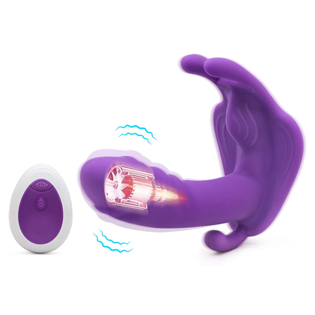 Wearable Butterfly Massaging Toys - Multiple Speed- Wireless Remote Control - Silent Soft Skin-Friendly - 9 Frequency Vibration - Back Neck Shoulder Invisible Relaxation Device 4RF