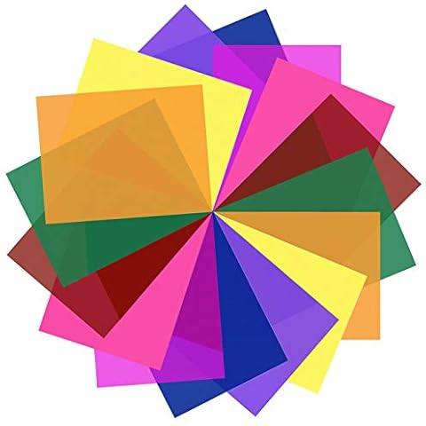 SAKOLLA 16 Pack Color Correction Gel Light Filter - Transparent Color Lighting Gel Filter Plastic Sheets, 8.5 by 11 Inches, 8 Colors Cover