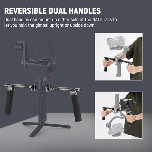 Miniatura 7 de Neewer Empuñadura Handgrip Doble Compatible Con Dji Ronin Rs4 Rs4 Pro Rs3 Rs3 Pro Rs2 Rsc2 Pro Gimbal,Kit De Handle Doble Con 2 Mini Nato Rails,Nato Clamps Liberación Rápida,Rosca 1 4 Y 3 8 ,Ga006