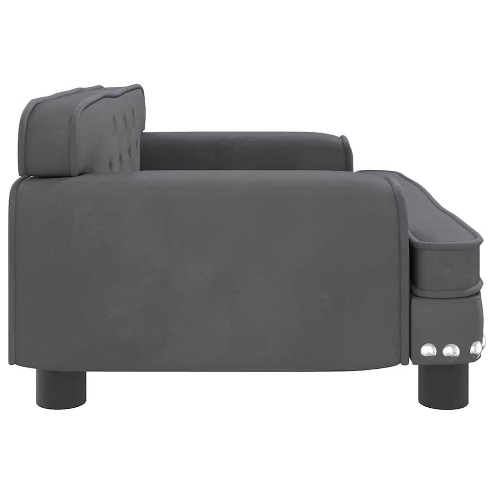 vidaXL Lit pour Chien, Canapé pour Animaux de Compagnie avec Cadre en Bois, Panier pour Chiots Maison Intérieur, Gris Foncé 70x45x30 cm Velours