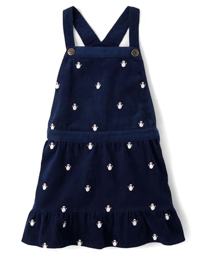 Gymboree Suéter feminino e infantil bordado sem mangas, Boneco de neve azul-marinho, 12-18 Meses