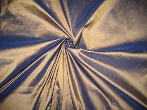 Tissu Dupioni soie irisé or antique bleu roi au mètre large 137,2cm