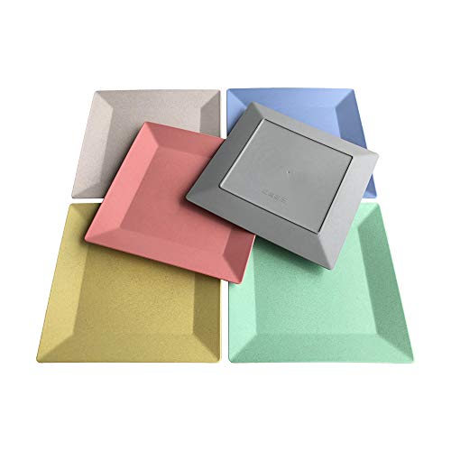 10 Inch Wheat Straw Square Plastic Flat Plates / Serving Platters / Trays - Microwave Dishwasher Safe – Reusable Unbreakable Lightweight Eco Friendly Bpa Free – Dinner / Tea Party / Camping (Set Of 6) #TOP16