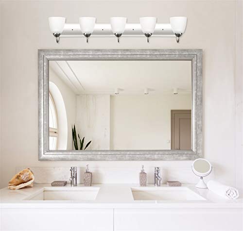 Kira Home Armada 36" 5-Light Modern Vanity/Bathroom Light With Brushed Nickel Finish And Frosted Glass Shades #TOP2