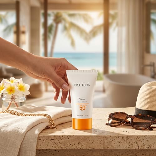 FARMASi Dr. C. Tuna Sun Face Cream Care SPF 50, Broad Spectrum UVA UVB Protection, Lightweight Water Resistant Sunscreen Lotion with Hydration Support, For All Skin Types, 1.7 fl oz