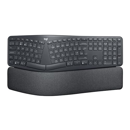 Logitech ERGO K860 Draadloos Ergonomisch Toetsenbord - Gesplitst Toetsenbord, Polssteun, Natuurlijk Typen, Vlekbestendig, Bluetooth en USB, voor Windows/Mac, US Intl QWERTY - Grafiet
