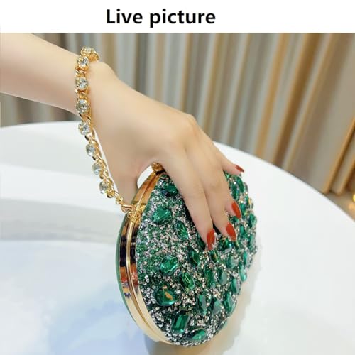Image of Sparkling Crystal Diamond Women's Rhinestone Clutch Purse with Round Pearl Clasp