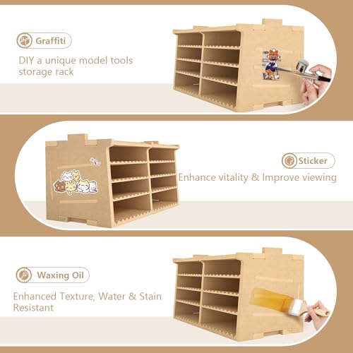 Image of Model Kit Tool Storage Rack, Making Organizer with MDF Material, Brush /Tweezers Storage, Craft Supplies Brush /Tool Holder for Tamiya and Gundam Tools, GK4