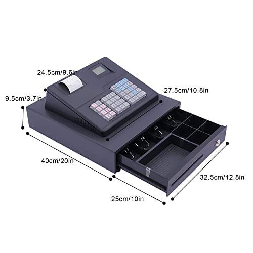 Cash Register, Electronic Cash Registers For Pos System With 4 Bill 4 Coin Cash Box, Media Slot And Thermal Printer, 38Keys Led Display Multifunction Cash Register For Small Businesses, Stores, Shops #TOP1