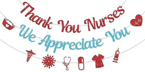BOMXOI Thank You Nurses We Appreciate You �o�i�[ Happy Nurse Week���� �i�[�X���ӏT�� �p�[�e�B�[�f�R���[�V�����p�i ���b�h �u���[ �O���b�^�[