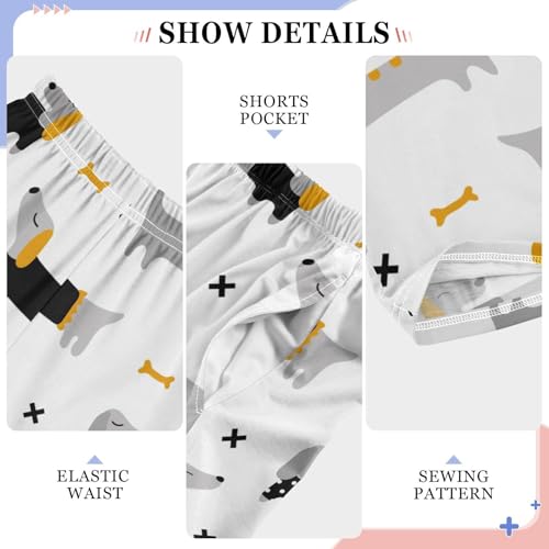 Boys' Pants Yellow and Grey Dachshund Dogs Long Bottoms Jogger Pants Elastic Waist Trousers with Pockets S-XL4