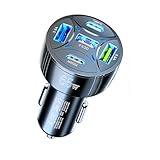 Alanph Super Fast Charging USB-C Car Charger Adapter, 65W 5-in-1 Multi-Port PD30W & QC3.0 Cigarette Lighter USB Charger for iPhone/Android/Samsung/iPad Pro (Black)