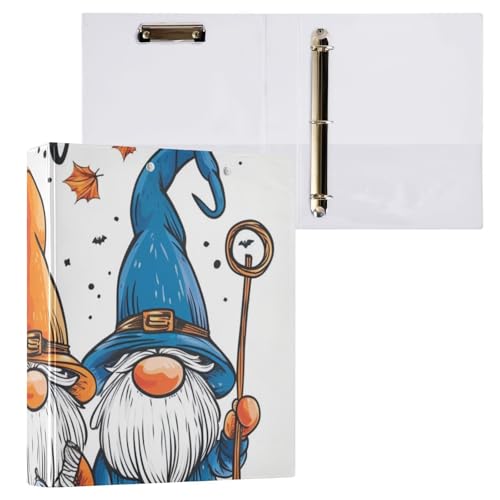 Image of 3 Ring Binder Gnomes Autumn Pumpkin 1.5 inch Binders Three Ring Binders with Clipboard Fit 8.5'' x 11'' Paper 3 Interior PVC Clear Pockets for Office Supplies
