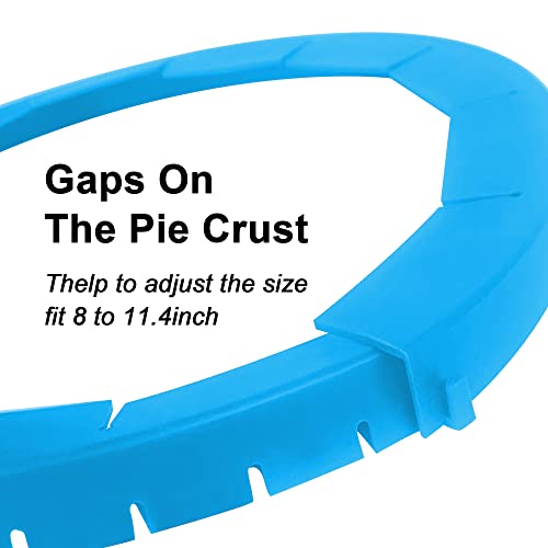 Quwolace Adjustable Silicone Pie Crust Shield, 2 Pack Pie Bpa-Free Pie Crust Protector Cover Kitchen Tool For Baking Pie Pizza, Fit 8-11.5 Inch Pies- Dishwasher Safe (Blue) #TOP3