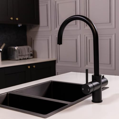 Flode Svan Swan Neck Kitchen Boiling Tap - 3-in-1 Instant Hot Water Tap Kit with Boiler & Filter - Matt Black Finish - Image 2