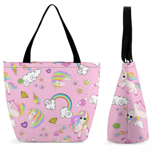 Sac de shopping licorne rose grand format sac de voyage cabas bandoulière femme