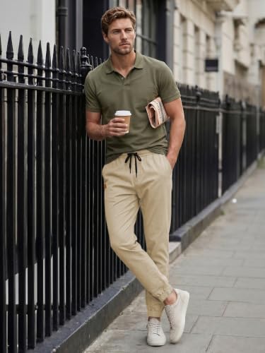 Image of JMIERR Mens Cotton Stretch Joggers Casual Twill Athletic Track Pants