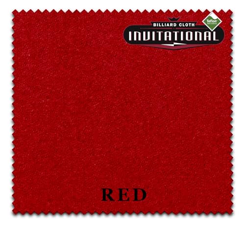 Championship Invitational Teflon Billiard Pool Table Felt Cloth - w/Spots - Pre-Cut Rails - Authorized Dealer (Red, 7 ft)