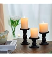 Willceka 3 Pcs Clear Candle Holder, Pillar Candle Holder Set, Glass Candlesticks Holders Taper Ca...