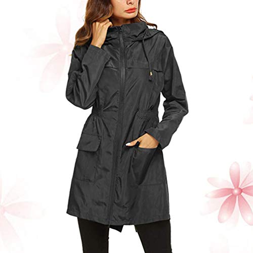 Casaco de chuva feminino com capuz impermeável e corta-vento leve para proteção do corpo ao ar livre