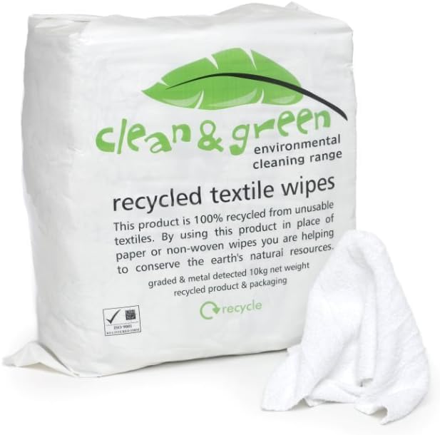 LMB Supplies Ltd LMB Supplies White Cleaning Rags - 10KG Cotton Wiping Cloths, Lint-Free, 10KG Bulk Pack - Ideal for Industrial, Automotive, and Janitorial Cleaning - Recycled Material