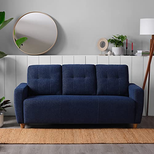 Sleepyhead Yolo - 3 Seater Sofa | Premium Fabric with Plush 3 Layer Cushioning, Modern Buttonless Tufted Design & Anti-Sag Comfort | Stylish, Cozy & Durable | 3 Year Warranty - Berry Blue