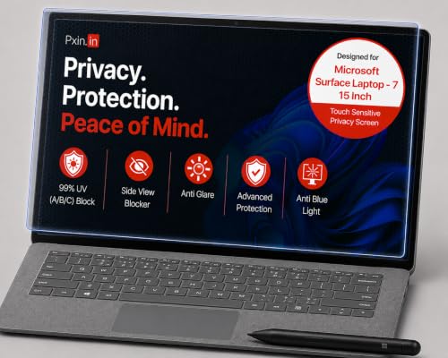Image of Pxin Aura | Compatible with Microsoft Surface Laptop - 7 | 15 Inch - Ultra Touch Sensitive Privacy Screen | Anti Blue | Anti Glare | UltraThin for Hyper Touch | Anti UV | Privacy Filter