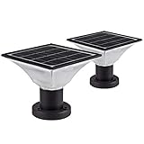FOOYANCHO Solar Post Cap Lights Outdoor,Dusk to Dawn Auto On/Off Solar Powered Post Lights Fits Most Posts (2 Pack)