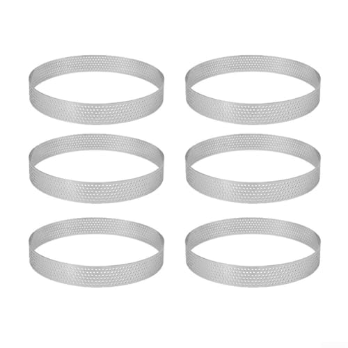 Pumixiy Lot de 6 cercles à tarte en acier inoxydable pour pâtisseries et tartelettes, passent au four, au lave-vaisselle, plusieurs tailles pour différents besoins de cuisson (12 cm)