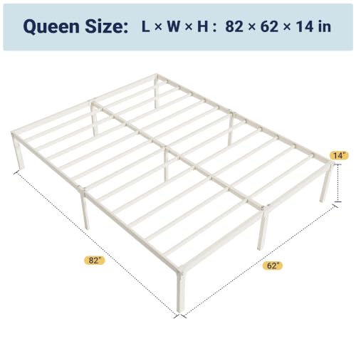 Image of Allewie Queen Bed Frame, 14 inch Metal Platform Beds with Storage Space, No Box Spring Needed and Easy Assembly, Beige