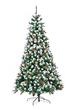 Árvore de Natal Nevada c/Pinhas/Azevinhos 444 Galhos