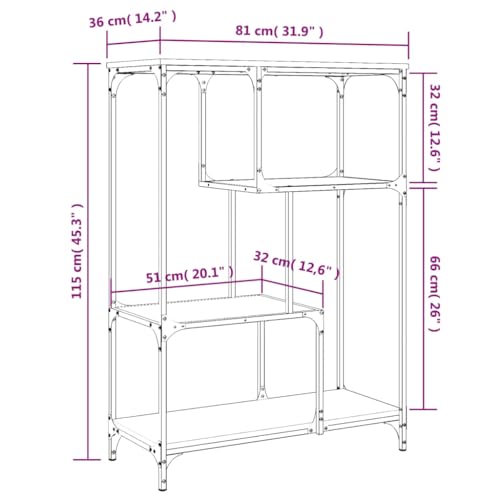 Librería Sonoma gris de madera y acero de 81x36x115 cm para salón 3