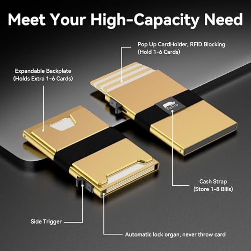 Image of furid Smart Card Wallet for Men Slim: Minimalist Wallets RFID Blocking - Metal Pop Up Front Pocket Business Card Holder - Gift Boxed for Him Stocking Stuffers