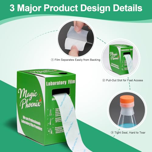 Magic Phoenix BM-PSF-992 Laboratory Film, Lab Sealing Film, Plastic Film, PM992, 1.2” (3 cm) x 591” (15 m), Self-Sealing Wrap for Plant Grafting and Laboratory Use, No Cutting Required (BM-PSF-992)