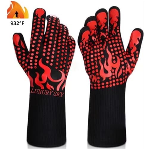 Luxury Sky HY020 Large Bbq Gloves, 932°F/500°C Heat Resistant Grilling Gloves thumb #5