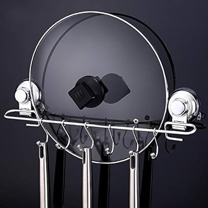Perchero de cocina de acero inoxidable con 6 ganchos, ventosa ...